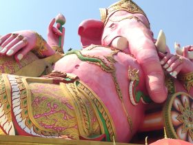 ピンクガネーシャ,ワットサマン,巨大,タイ,バンコク,旅行,観光,家族連れ,パワースポット,楽しい,おすすめ,テーマパーク,遊園地,Wat Saman Rattanaram,Pink Ganesha,วัดสมานรัตนาราม